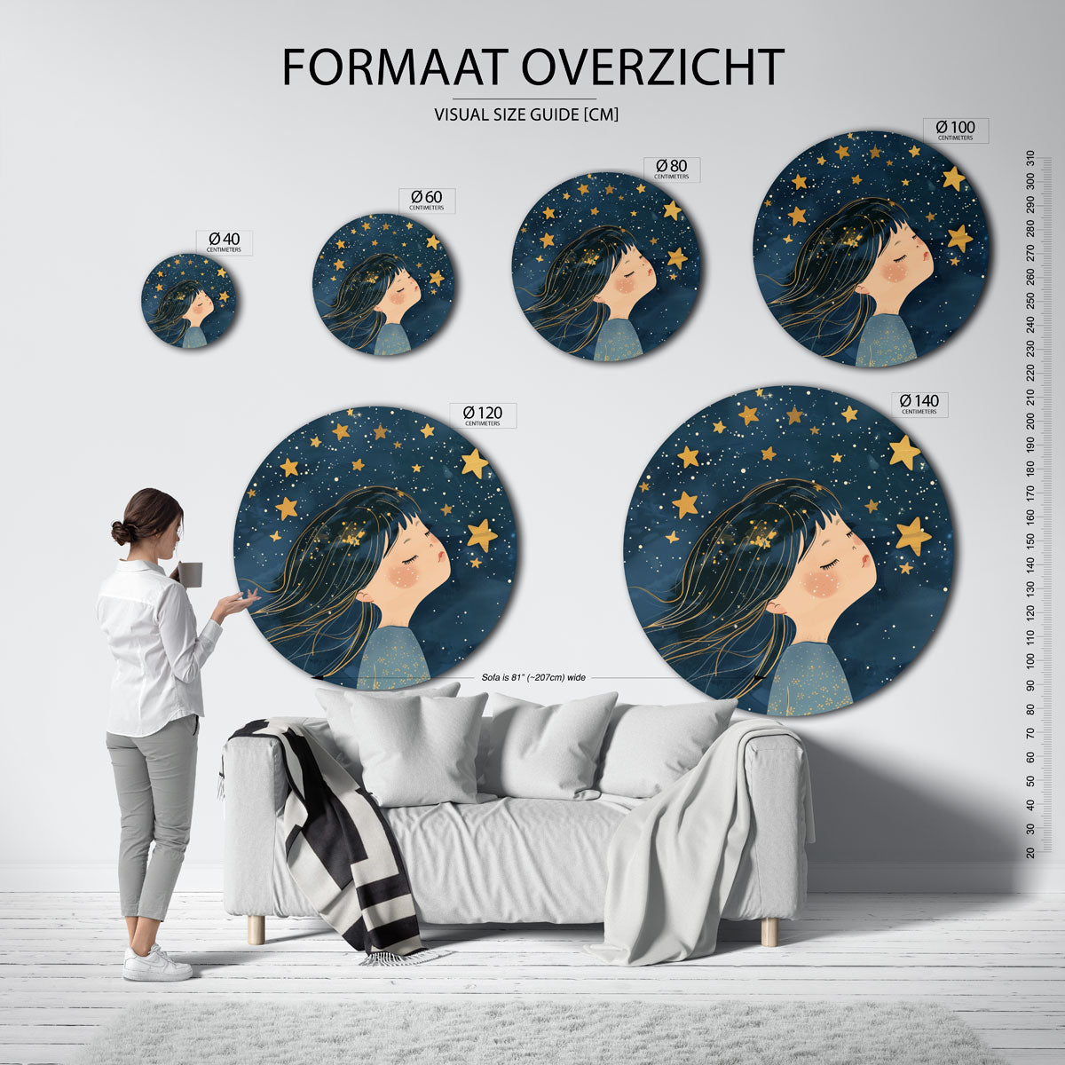 Sterren en meisje Muurcirkel