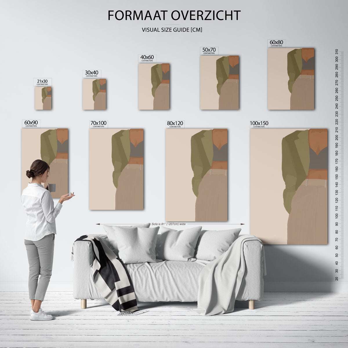 Vrouw in groene jas Poster