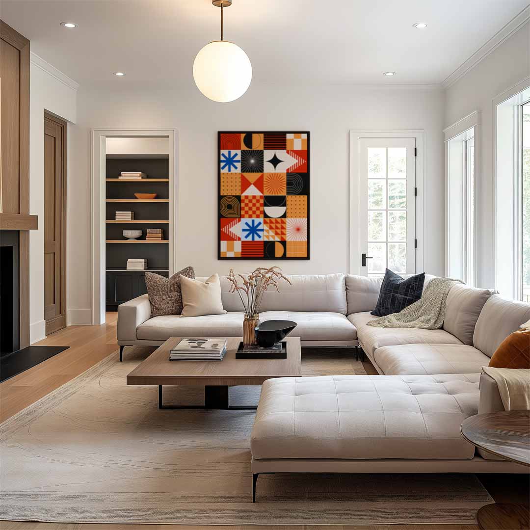 Retro Geometrisch Kunstwerk Kunstwerk-canvas-dibond-plexiglas-wanddecoratie-WallArtistic