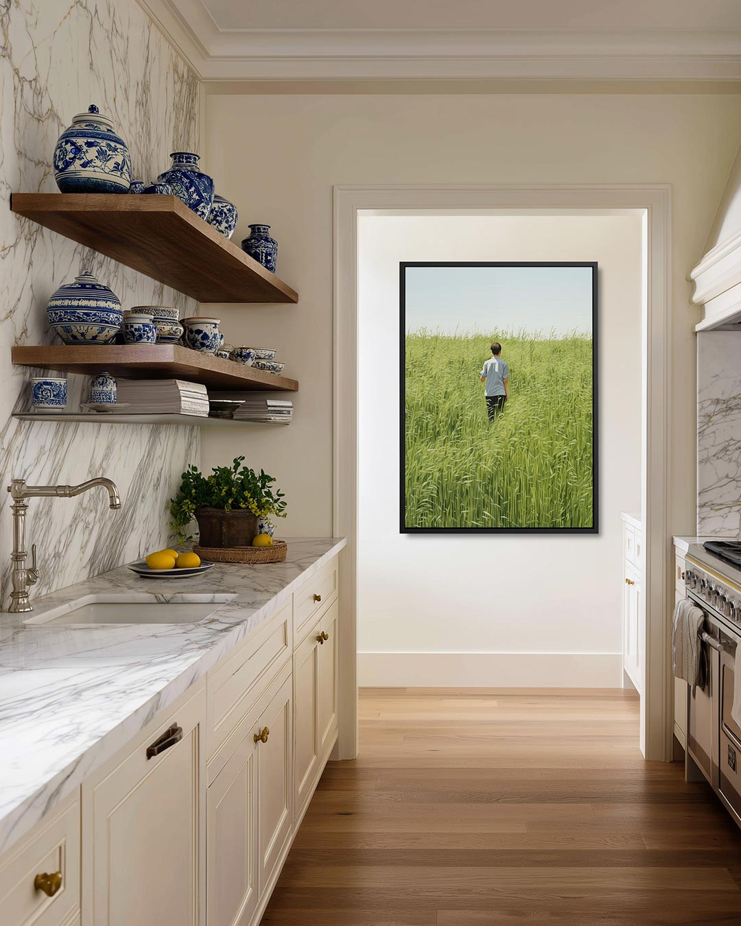Wandeling in hoog gras Kunstwerk