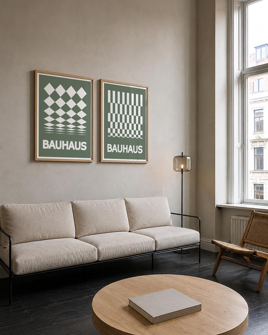 Ruitpatroon en tekst Posterset