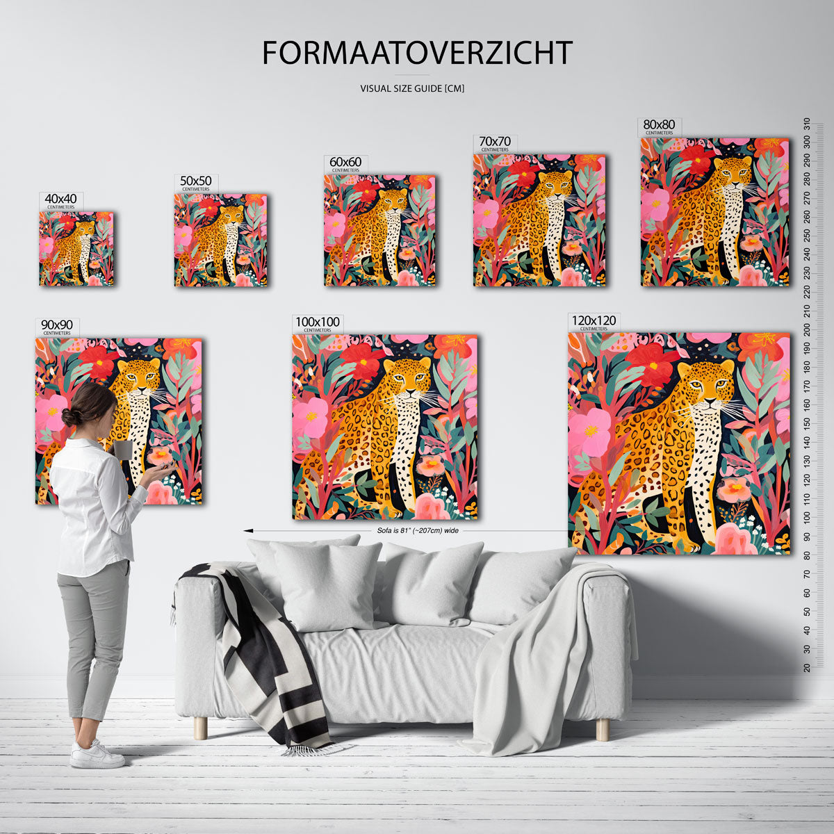 Luipaard tussen bloemen Poster