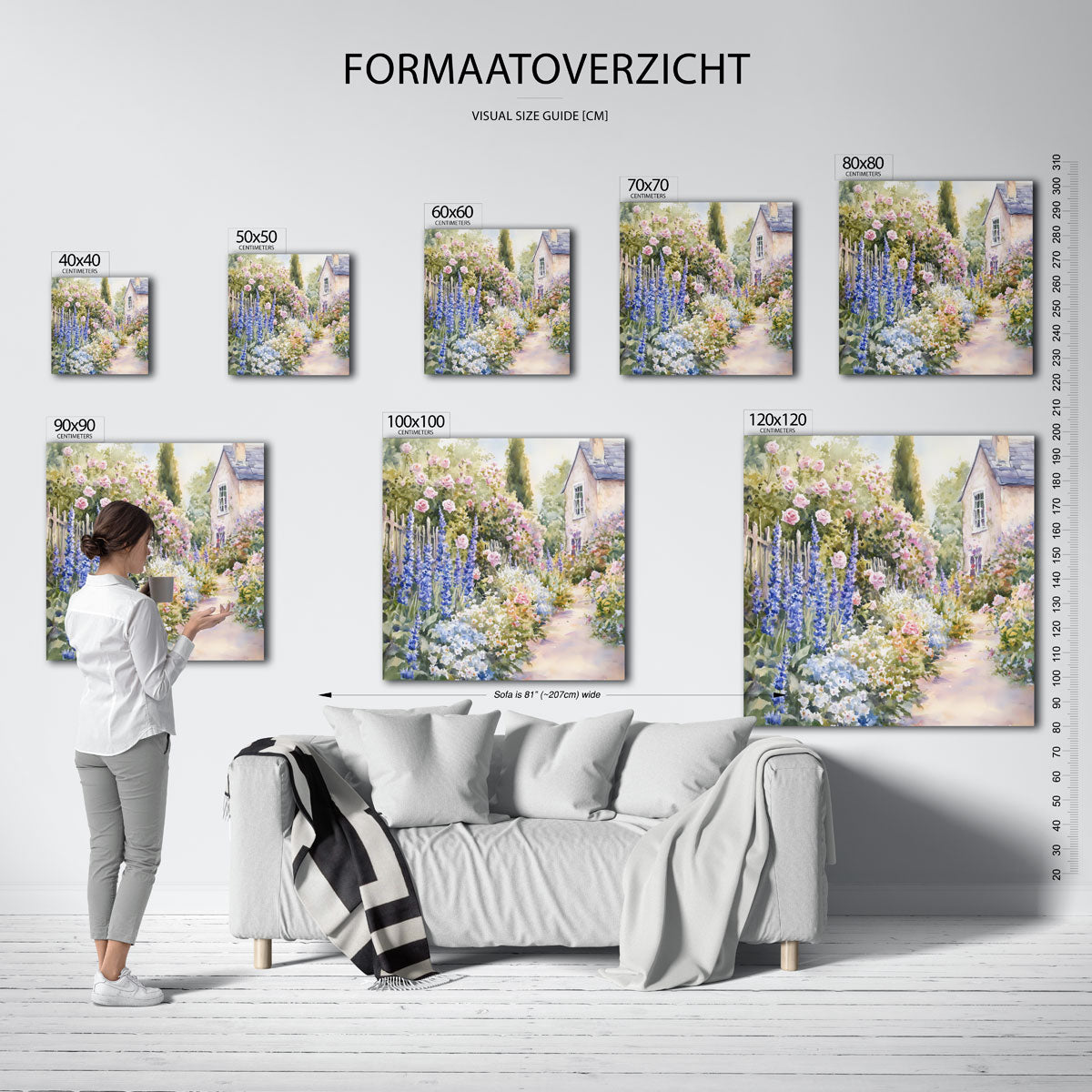 Bloementuin en huis Poster