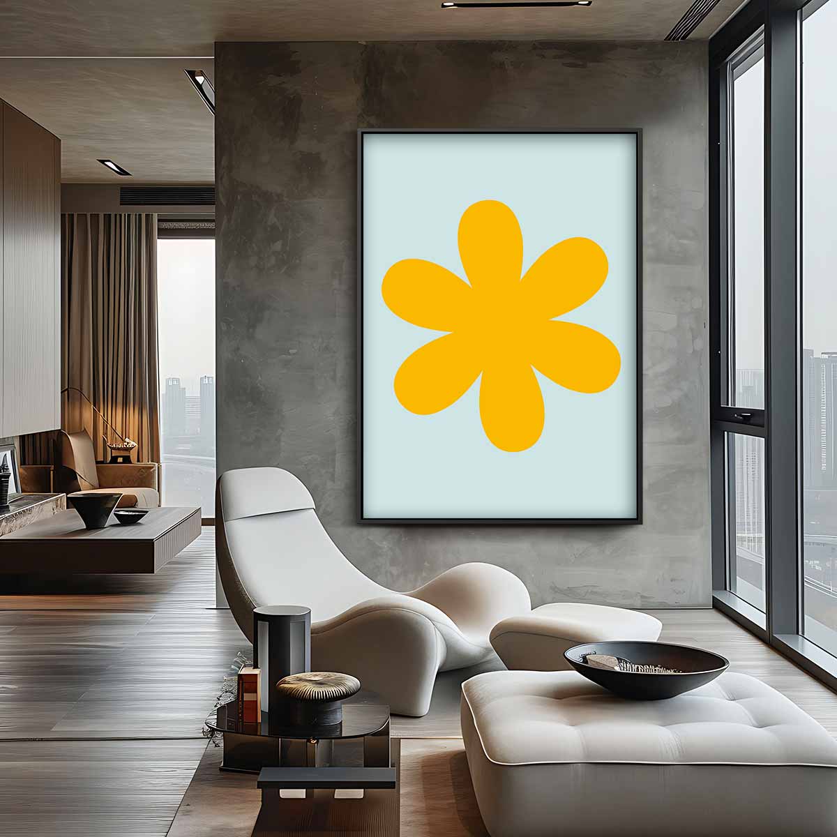 Speelse Bloem in Vrolijke Kleuren Kunstwerk-canvas-dibond-plexiglas-wanddecoratie-WallArtistic