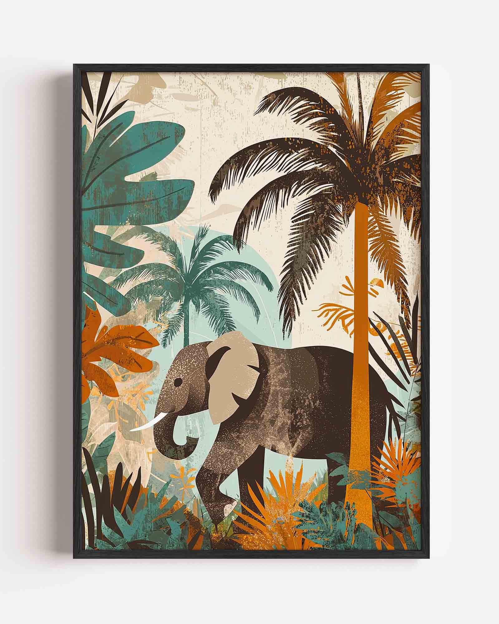 Olifant en palmbomen Poster