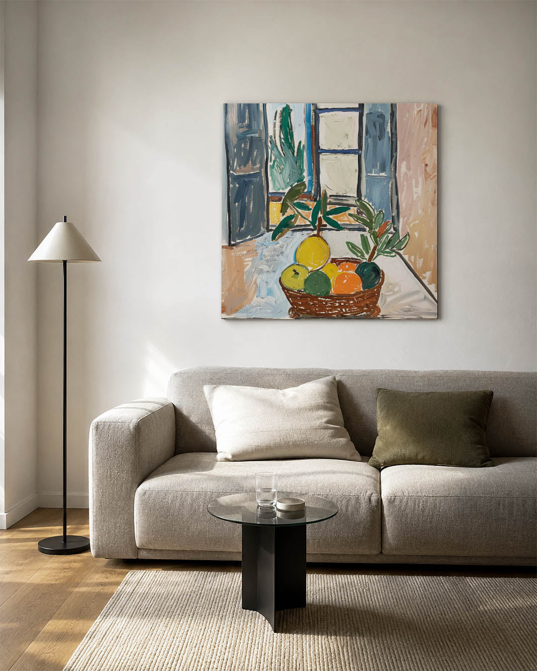 Fruitmand bij raam Kunstwerk