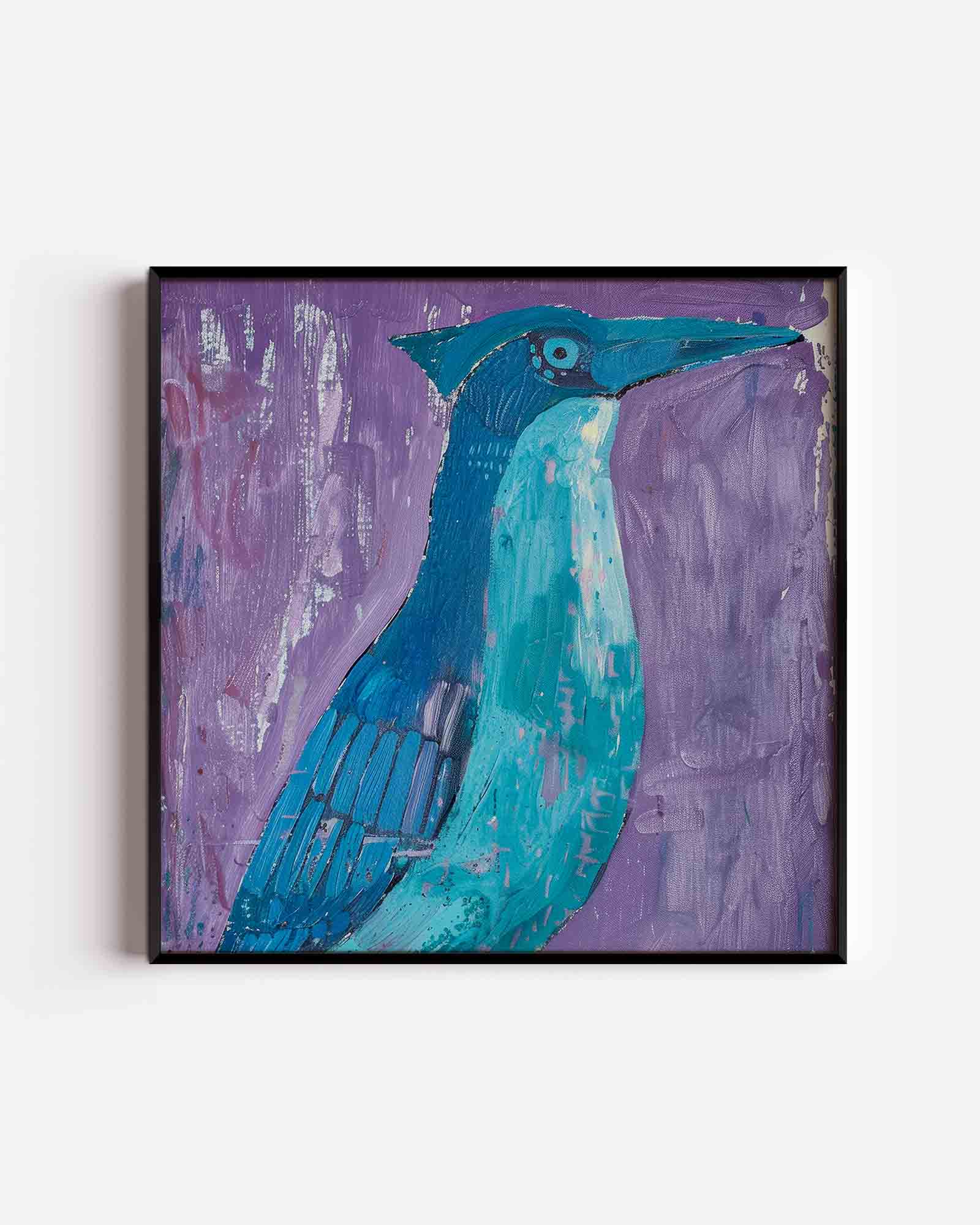 Vogel in blauw Poster