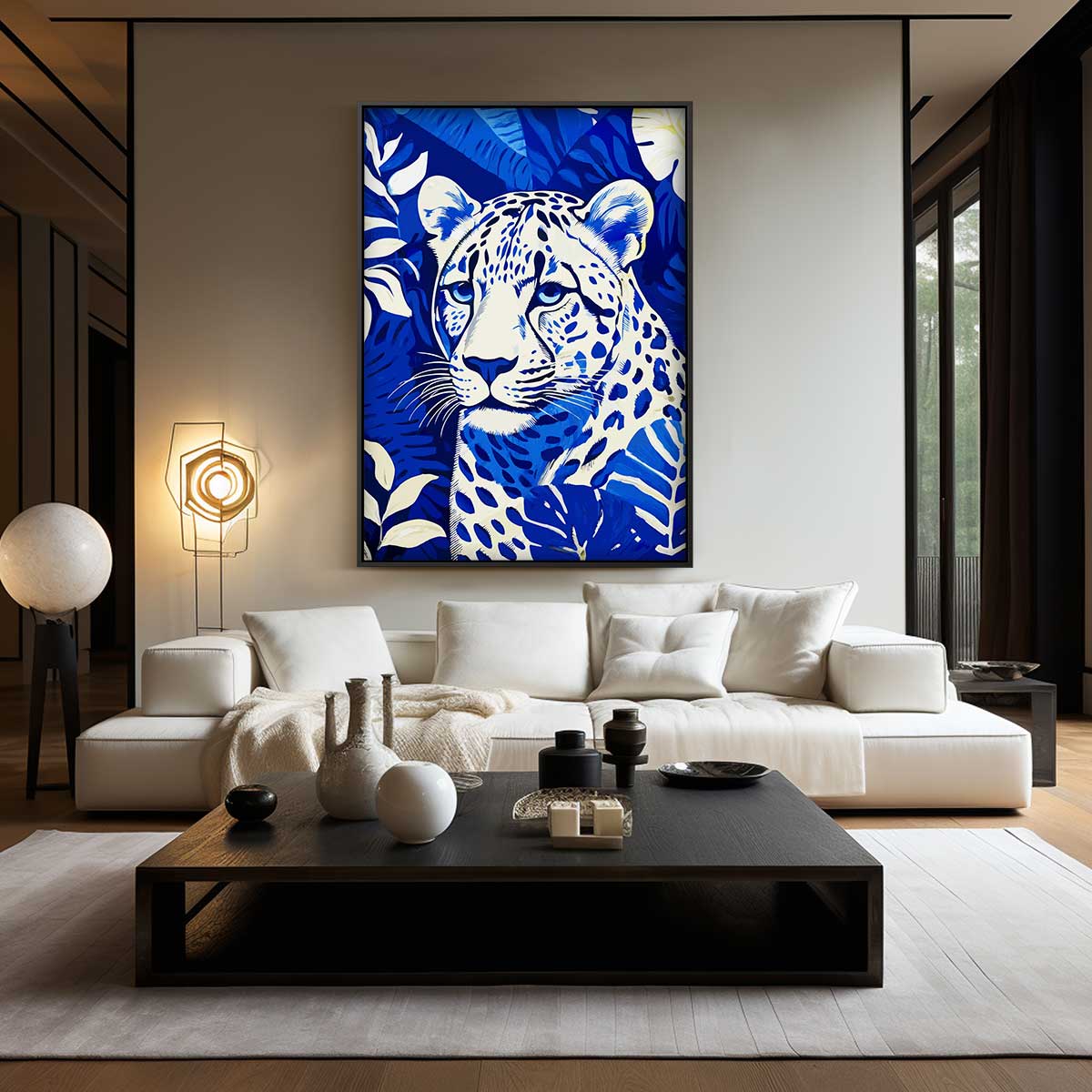 Blauwe Jungleluipaard Kunstwerk
