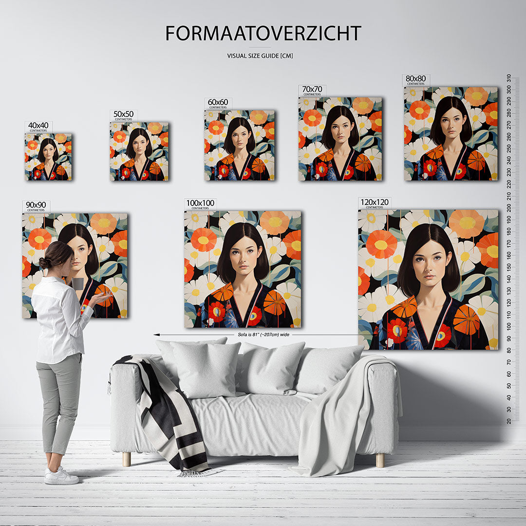 Bloemenportret met patronen Kunstwerk