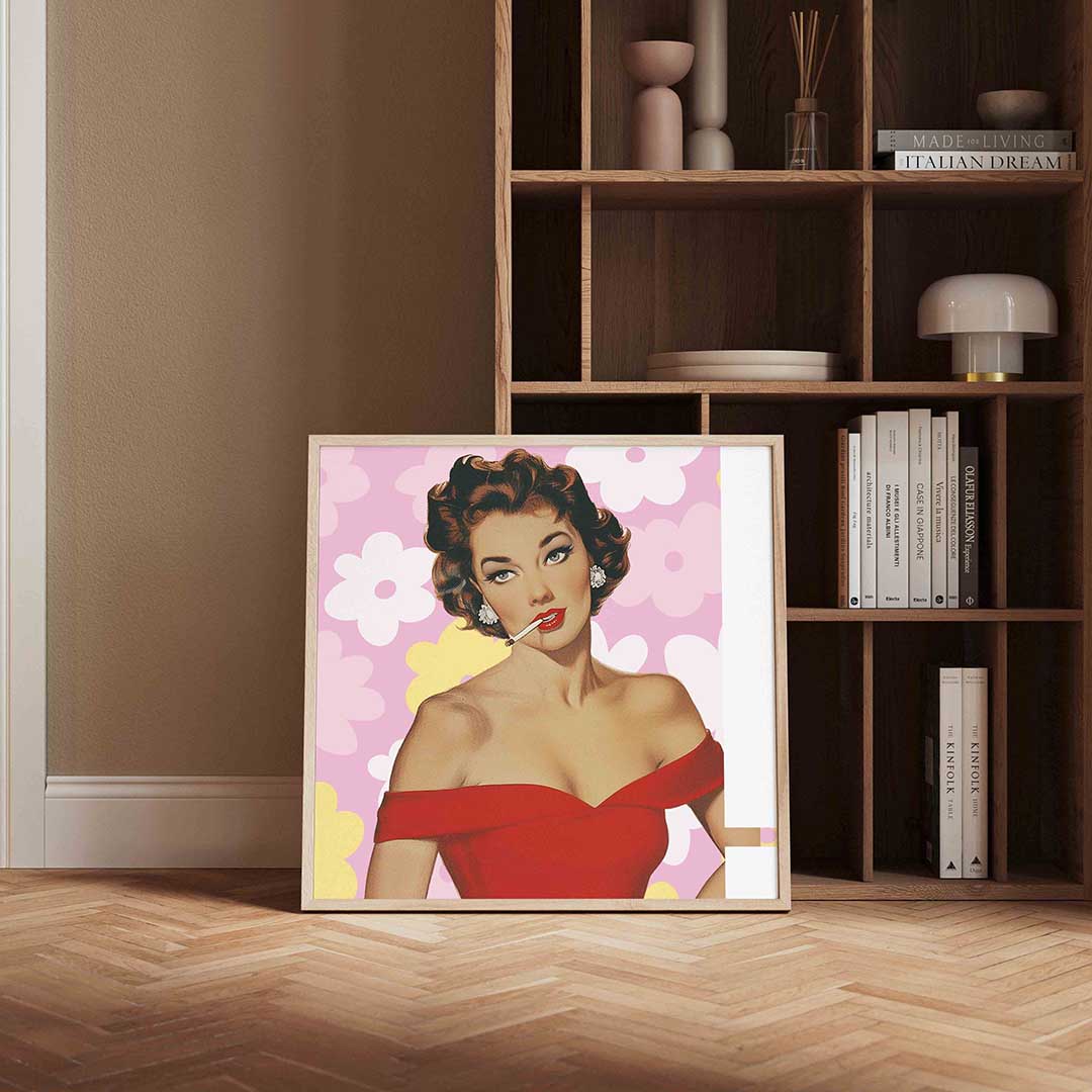 Vrouw in rode jurk Poster