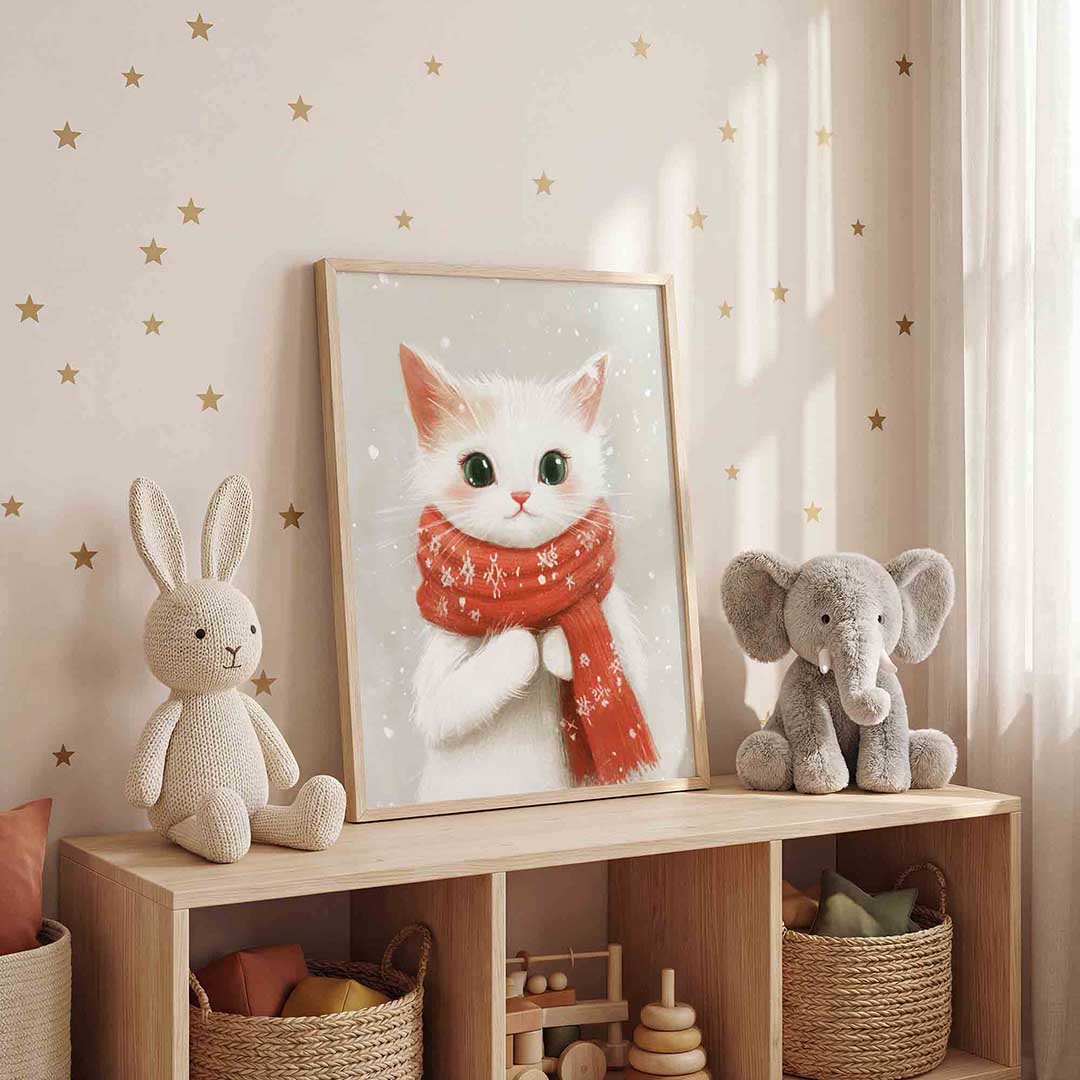 Kat met rode sjaal Poster