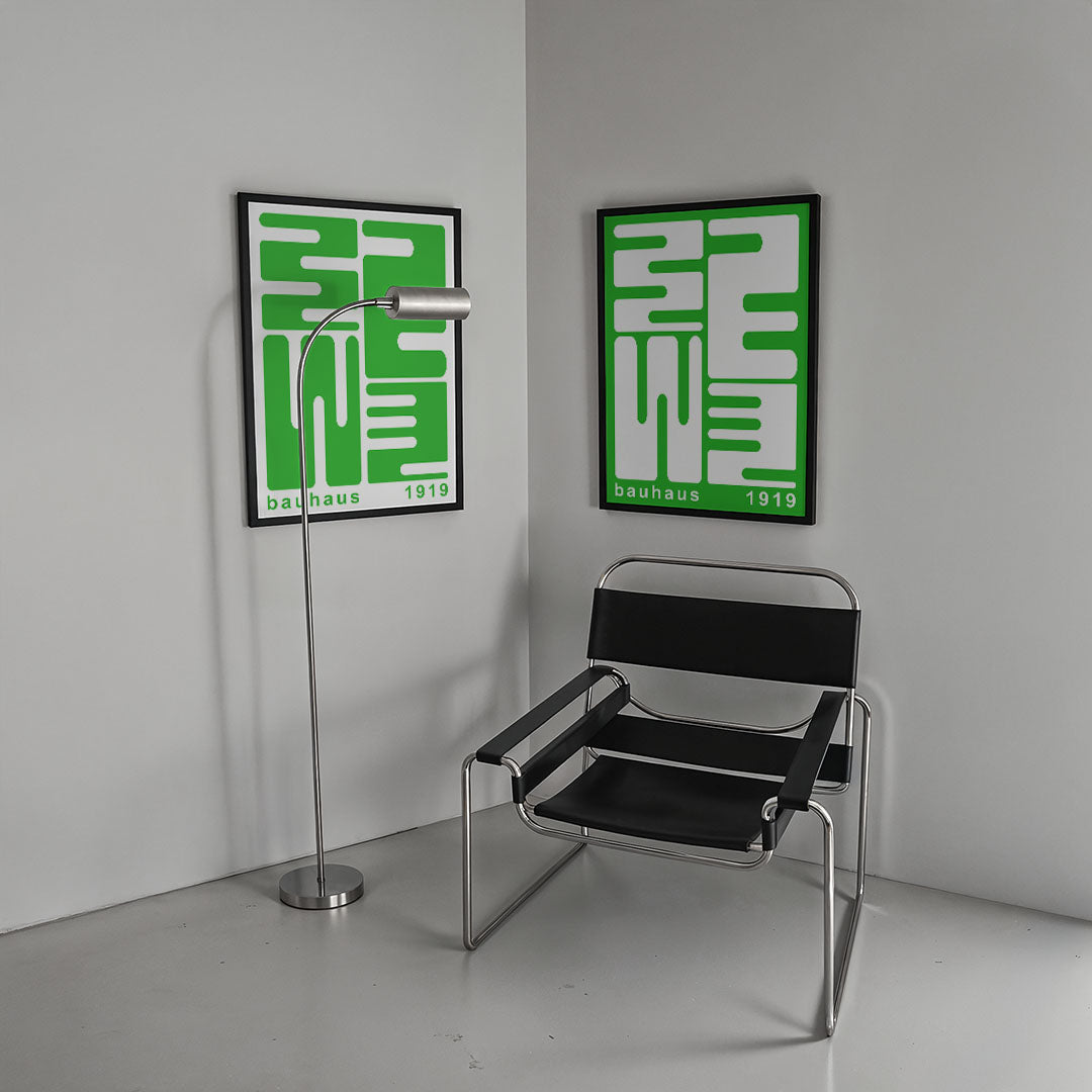 Groene lijnenvormen Posterset