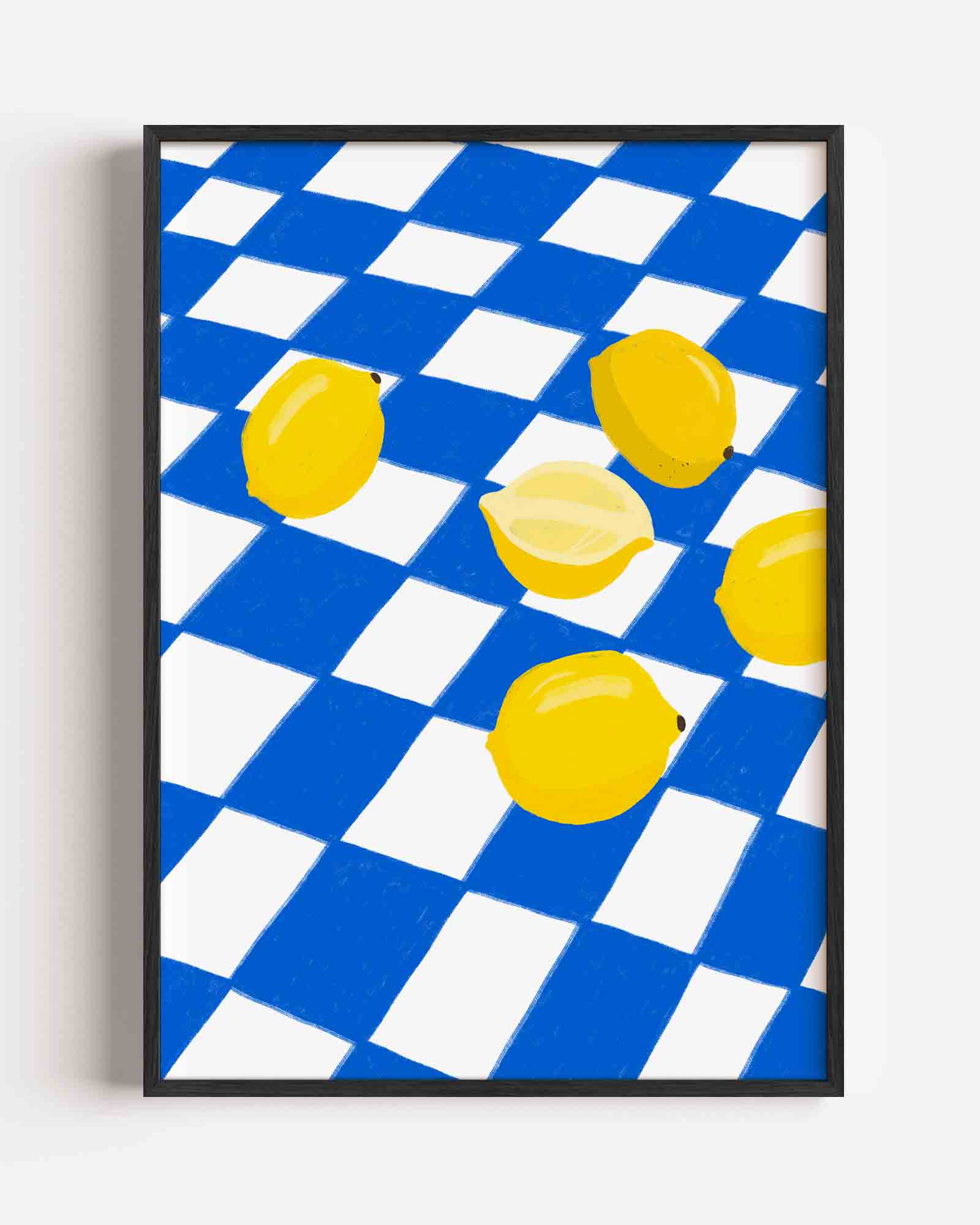 Citroenen op blauw wit Poster