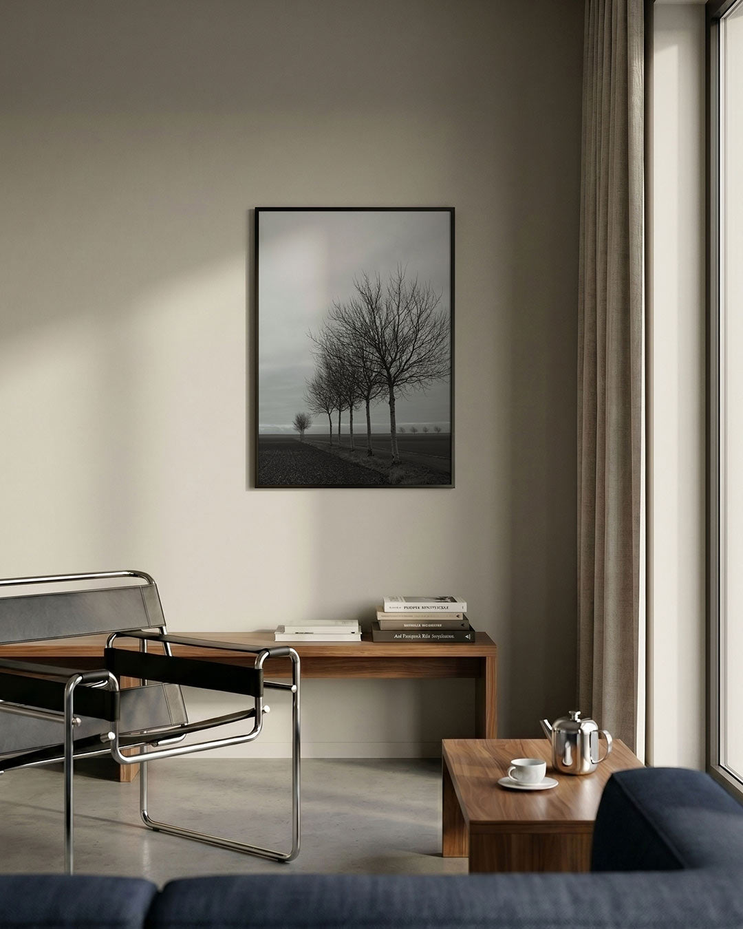 Landschap met bomenrij Poster