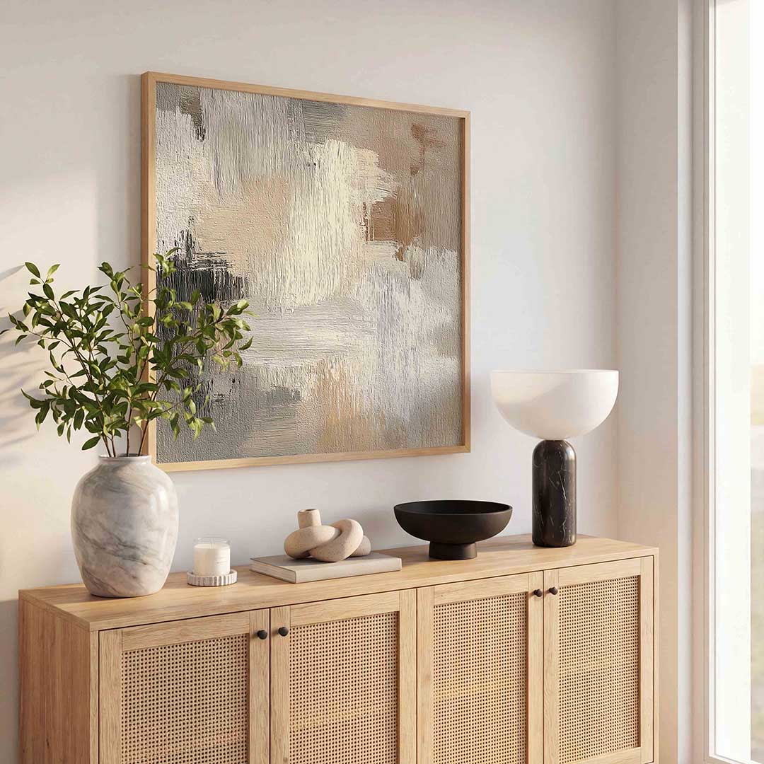 Abstracte beige en grijze Poster