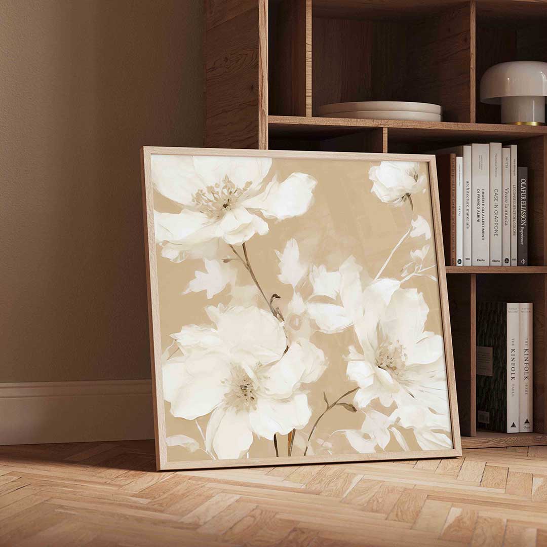 Witte bloemen Poster