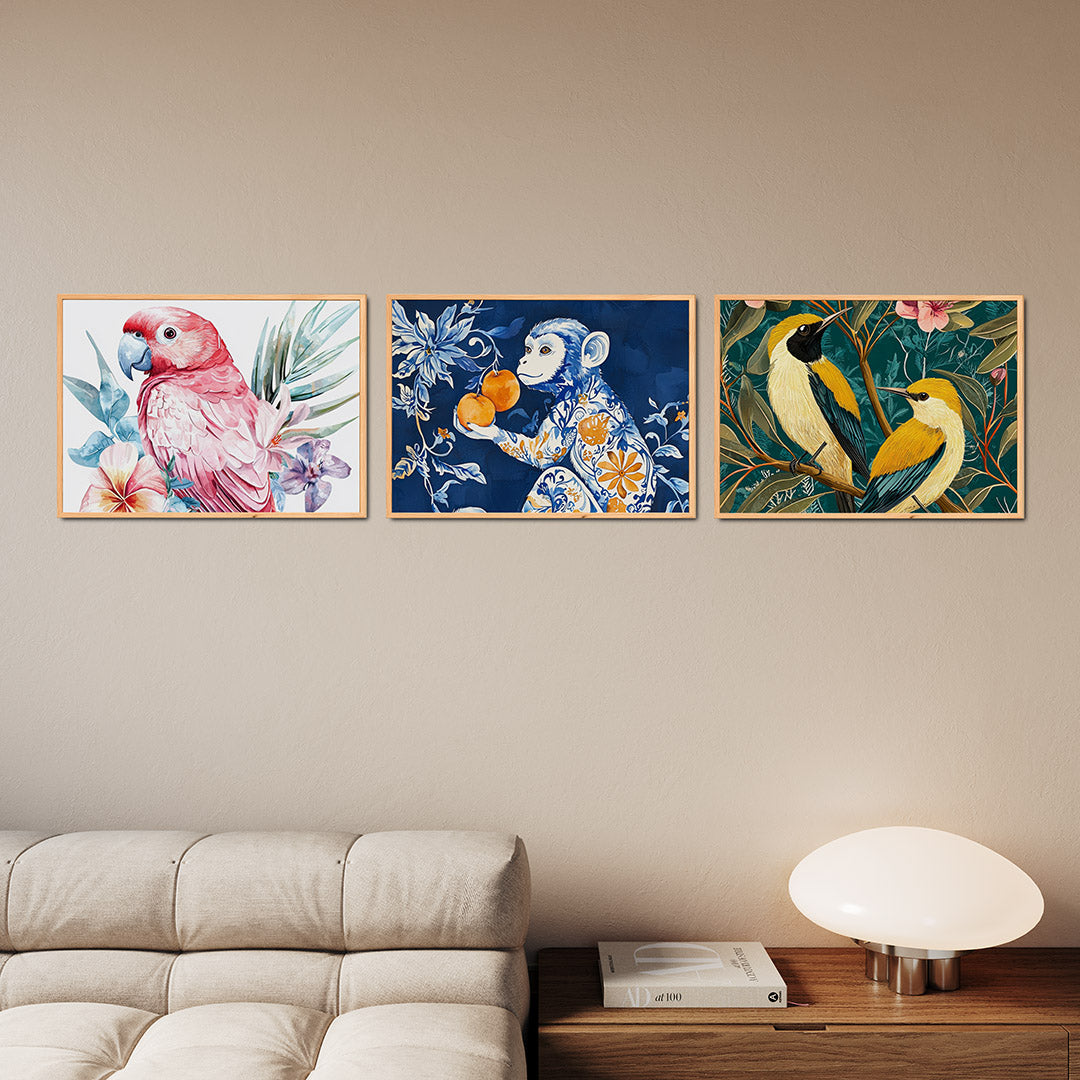 Vogel en bloemen Posterset