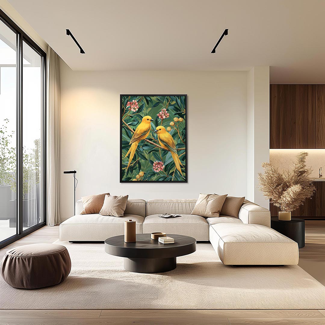 Vogels en bloemen Kunstwerk
