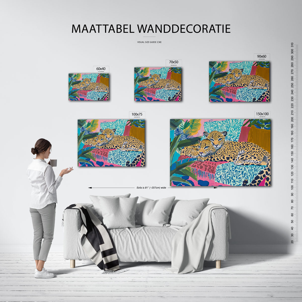 Luipaarden in kleurrijke jungle Kunstwerk