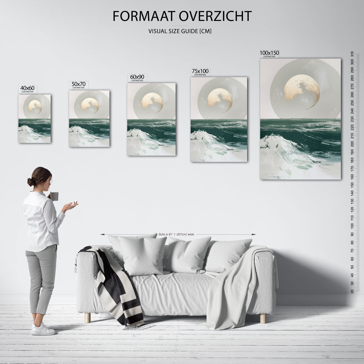 Golven en maan Kunstwerk