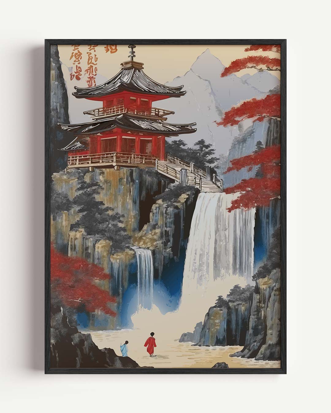 Sereen Japans Tempellandschap Poster-WallArtistic