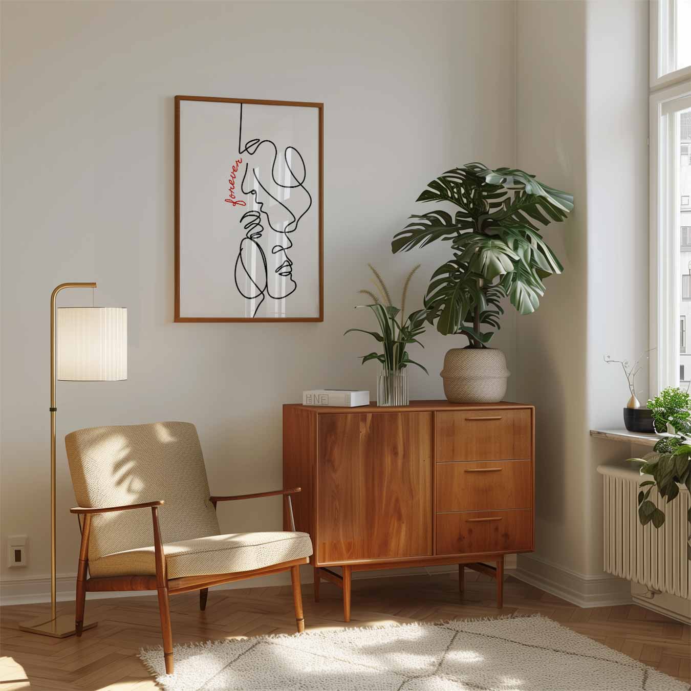 Eindeloze Liefde: Minimalistische Lijntekening Poster-WallArtistic