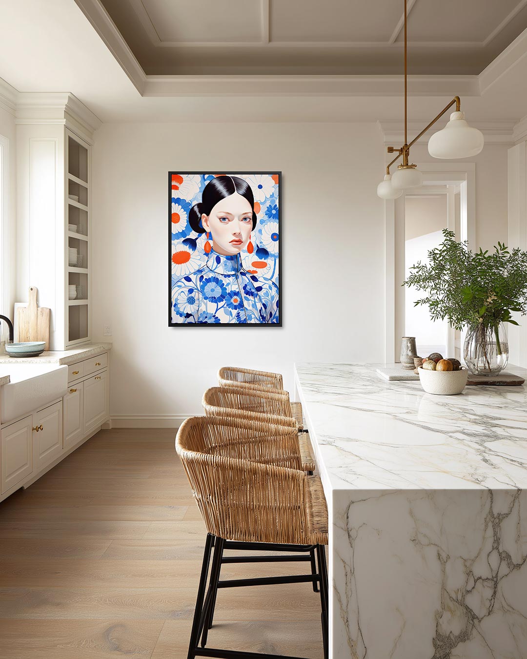 Vrouw met bloemenpatroon Kunstwerk