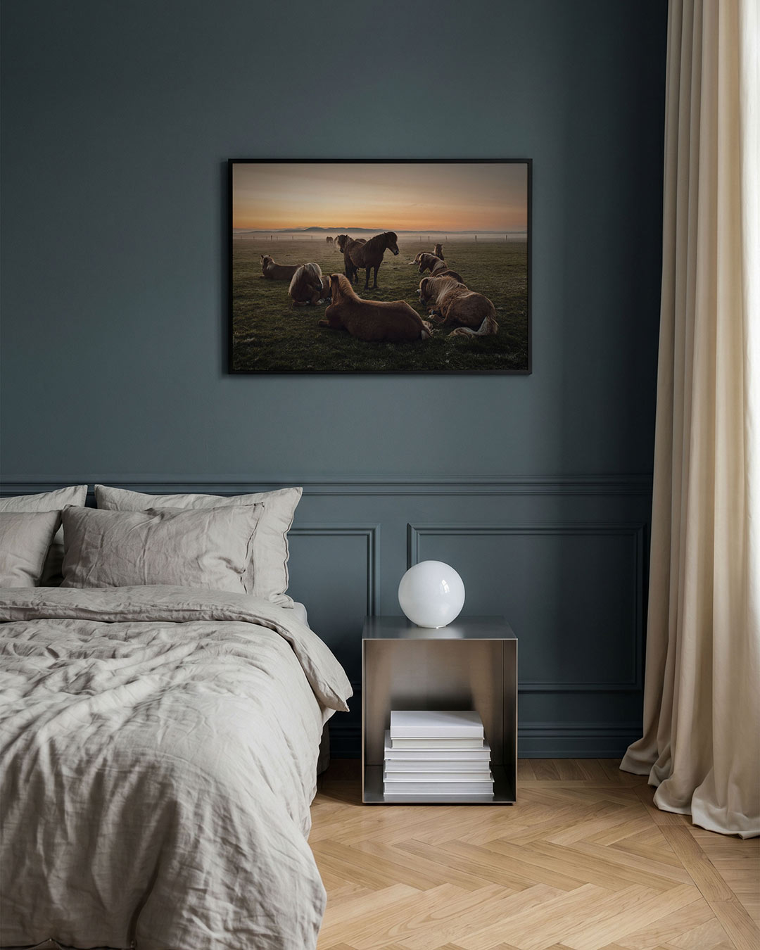 Rustige paardenweide Poster