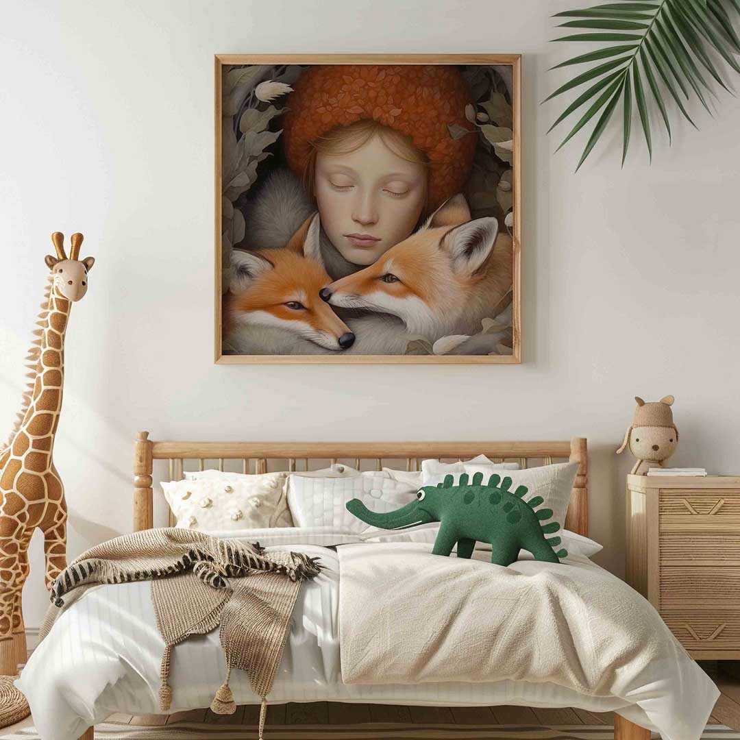 Meisje met vossen Poster