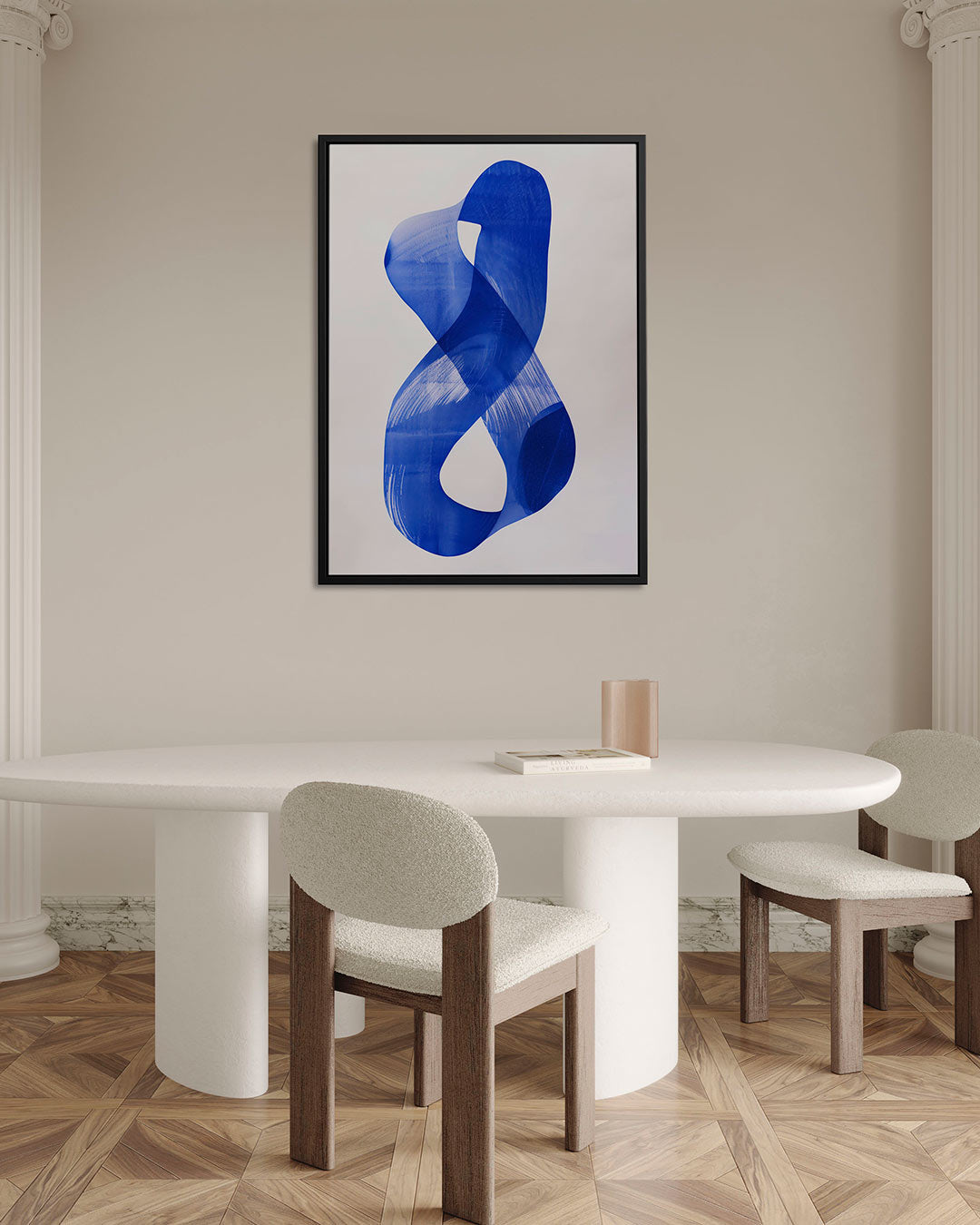 Dynamische blauwe vorm Kunstwerk