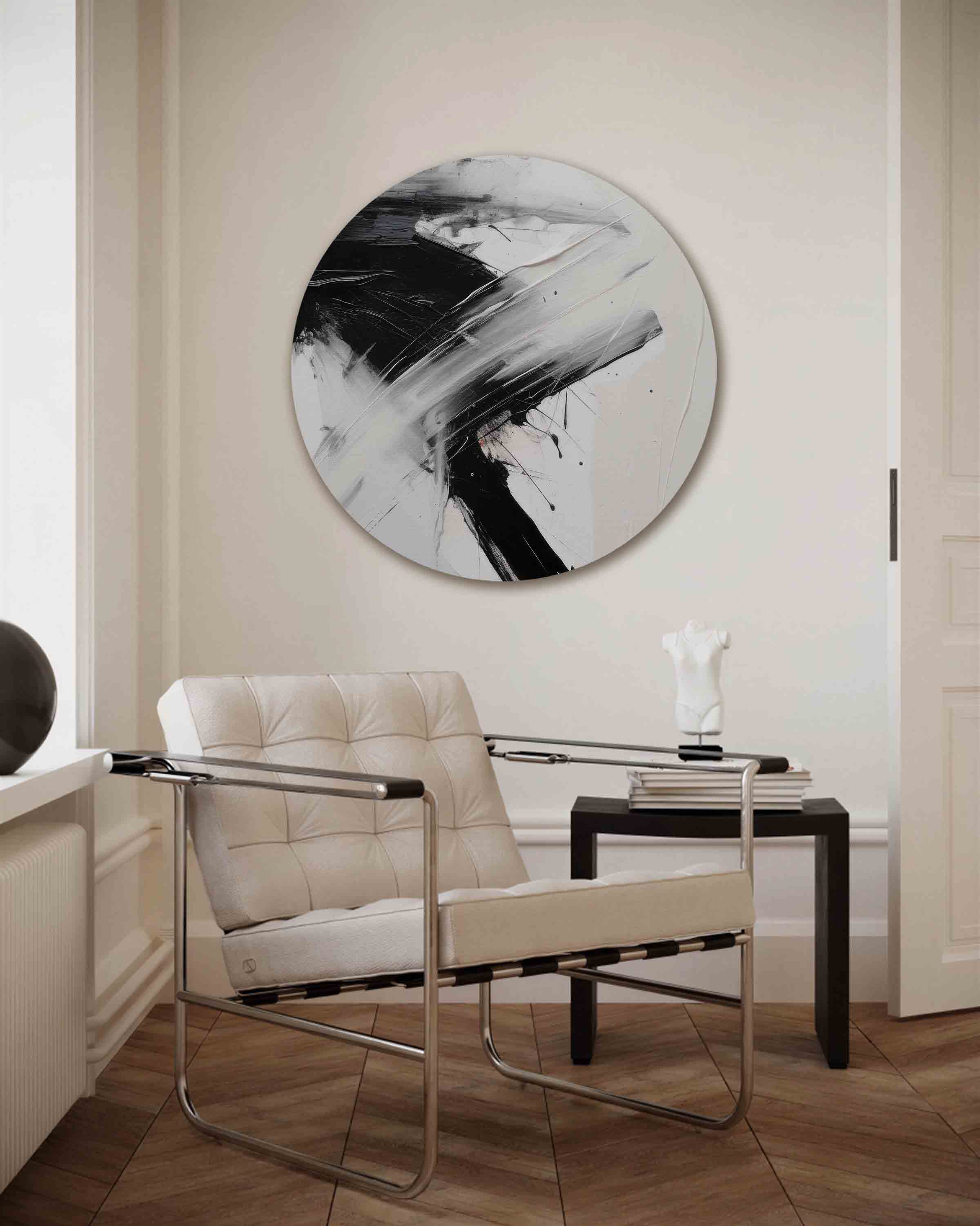 Abstracte zwart wit Muurcirkel