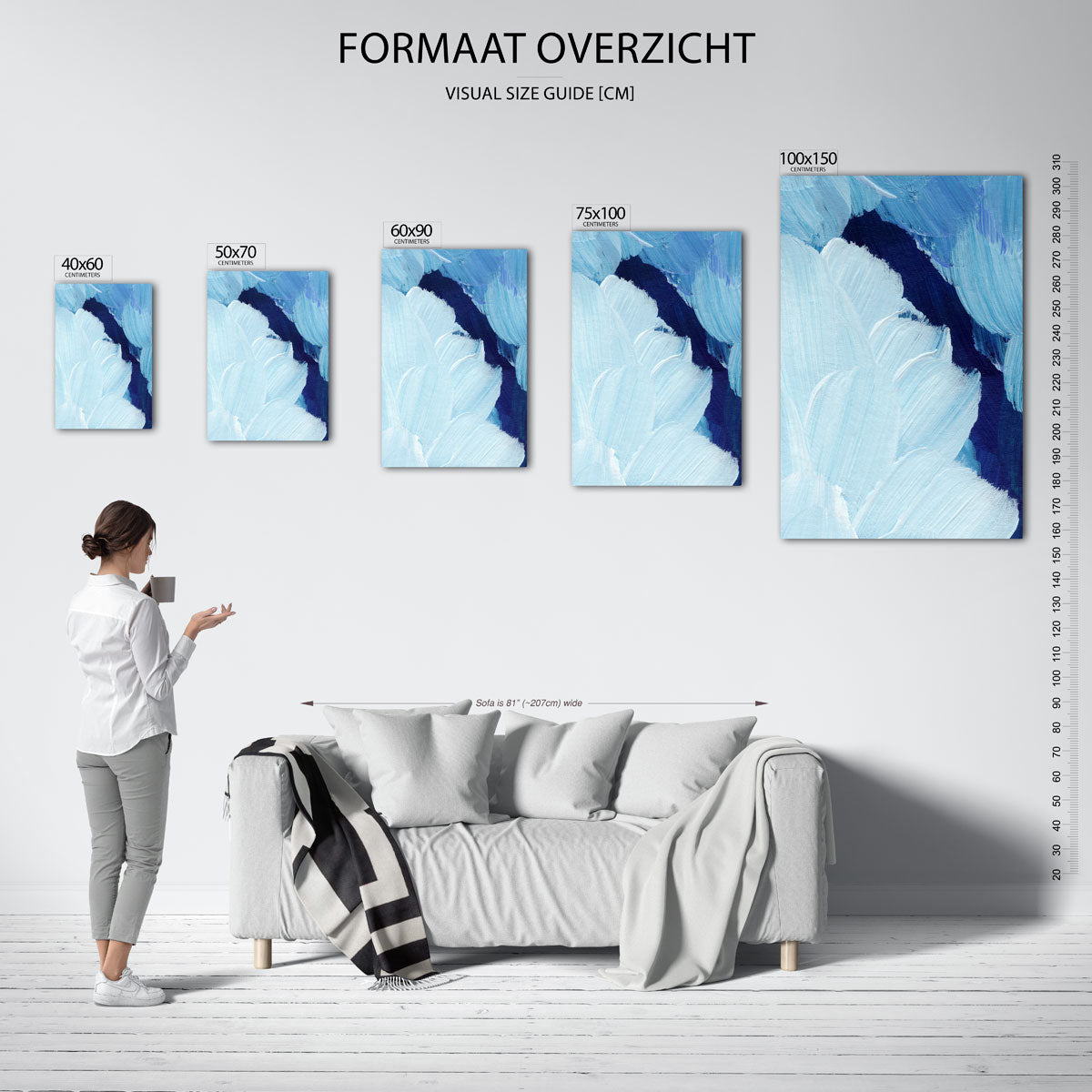 Vloeiende blauwe bewegingen Kunstwerk
