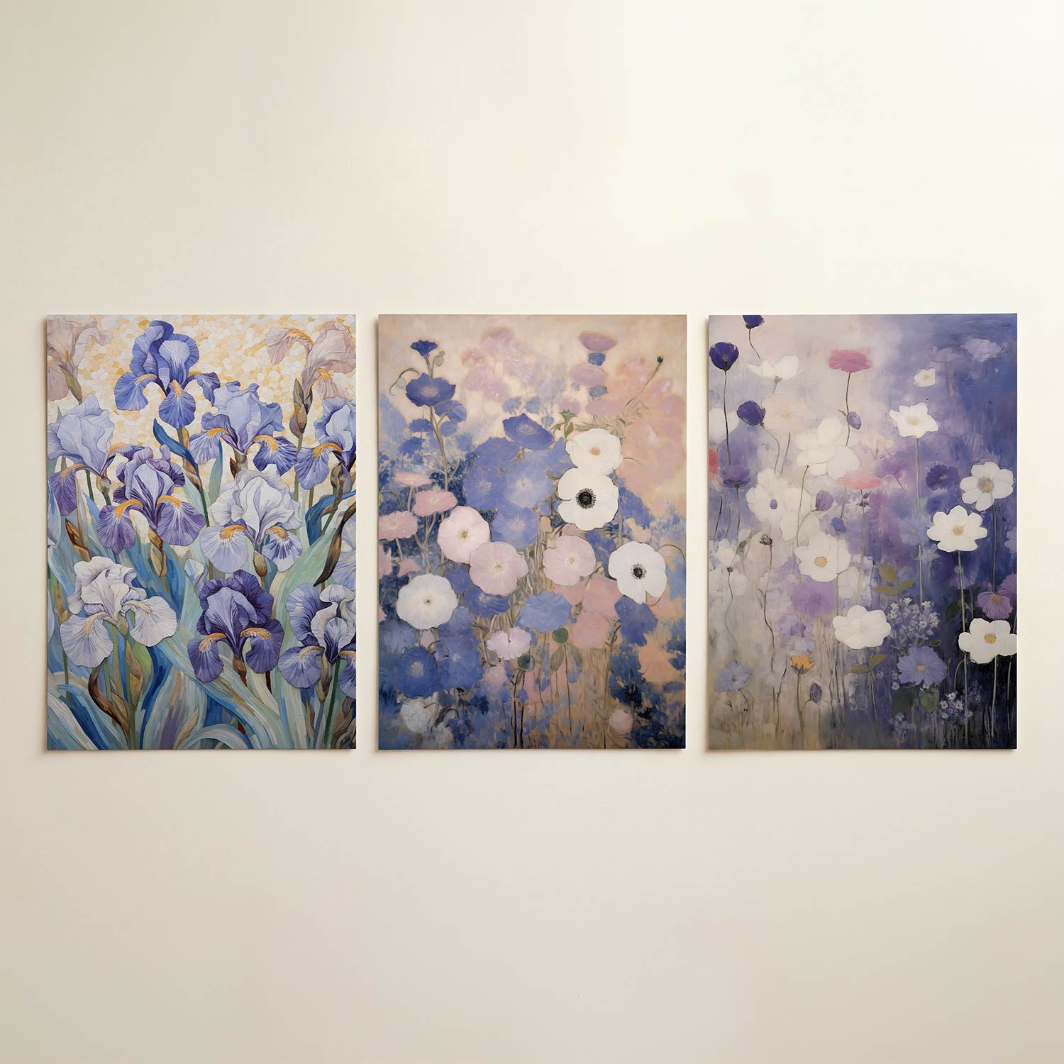 Bloemrijke kleurvlakken Posterset