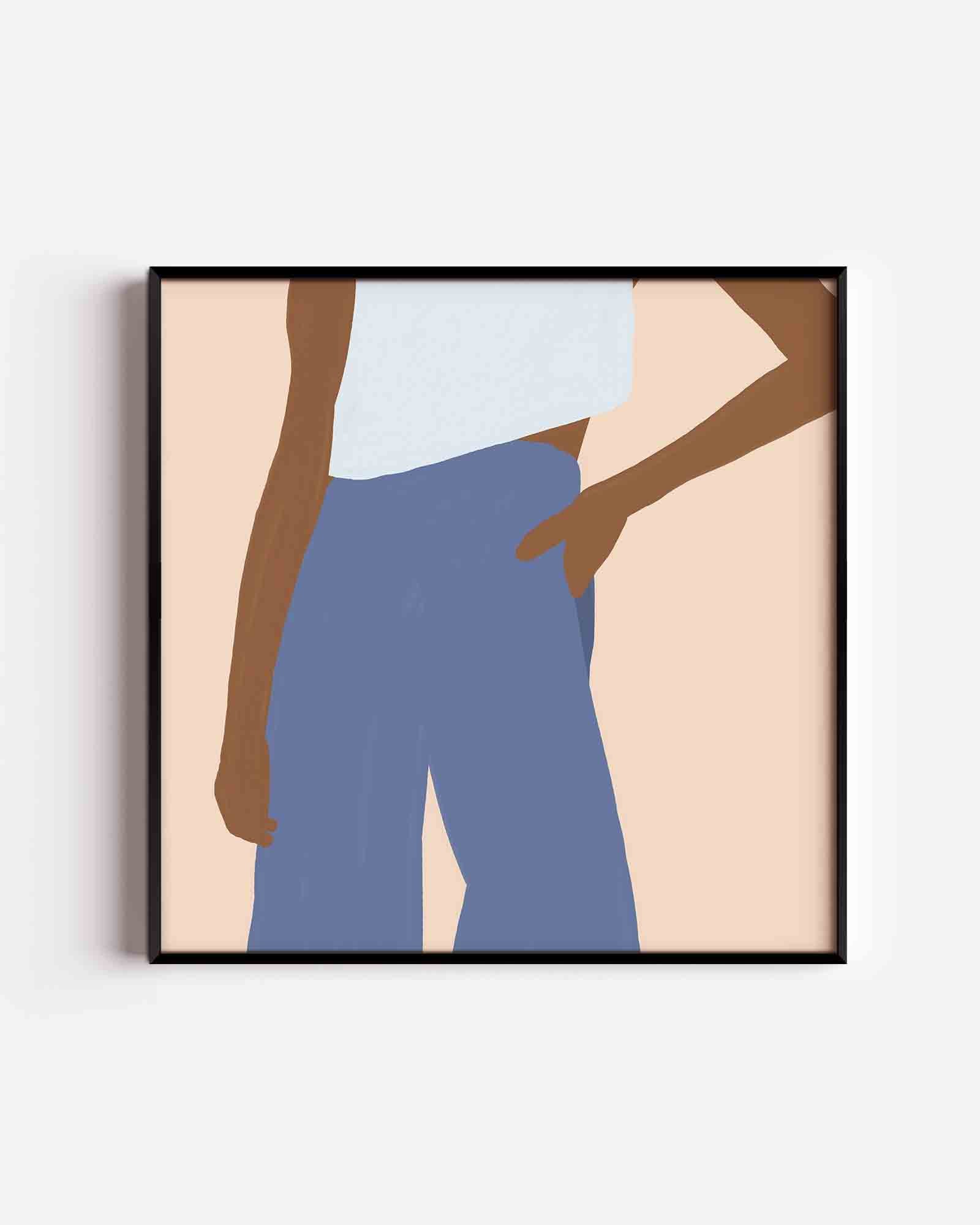 Figuur met blauwe broek Poster