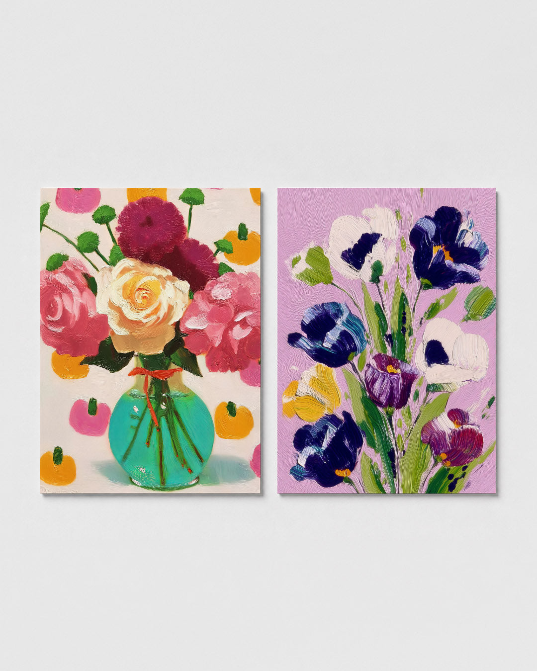 Bloemrijke kleurvlakken Posterset