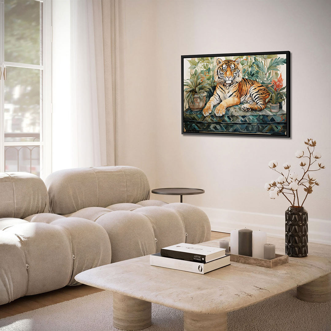 Tijger en bladeren Kunstwerk