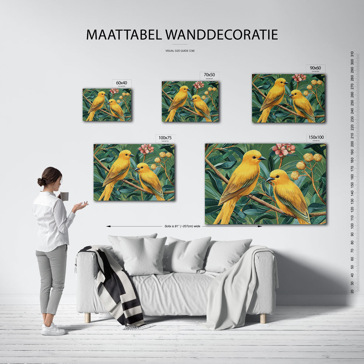 Vogels en bladeren Kunstwerk