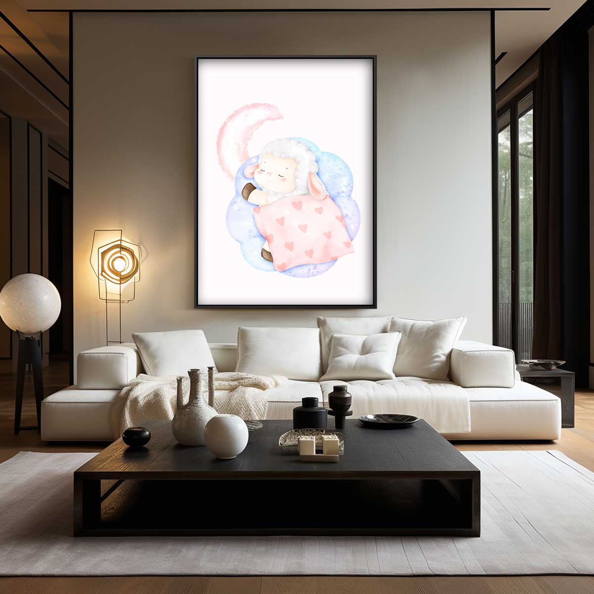 Slaapzacht Lammetje Muurkunst Kunstwerk-canvas-dibond-plexiglas-wanddecoratie-WallArtistic
