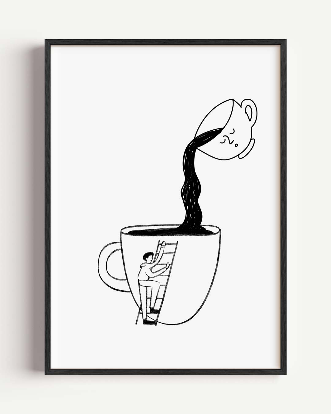Koffie Avontuur Illustratie Poster-WallArtistic
