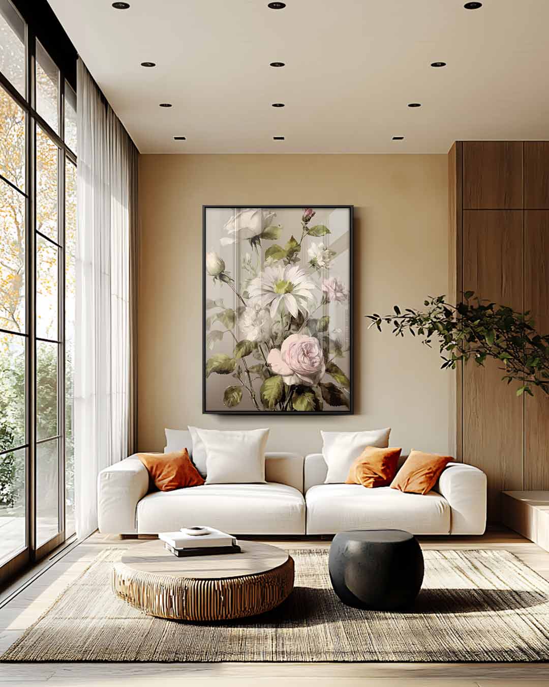 Bloemrijke Romantiek Kunstwerk-canvas-dibond-plexiglas-wanddecoratie-WallArtistic