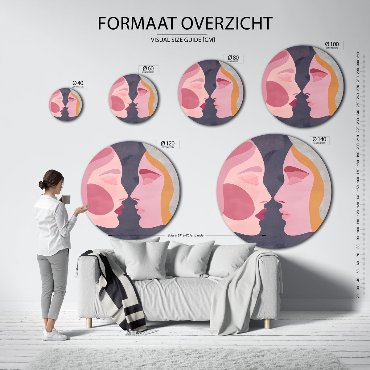 Twee gezichten Muurcirkel