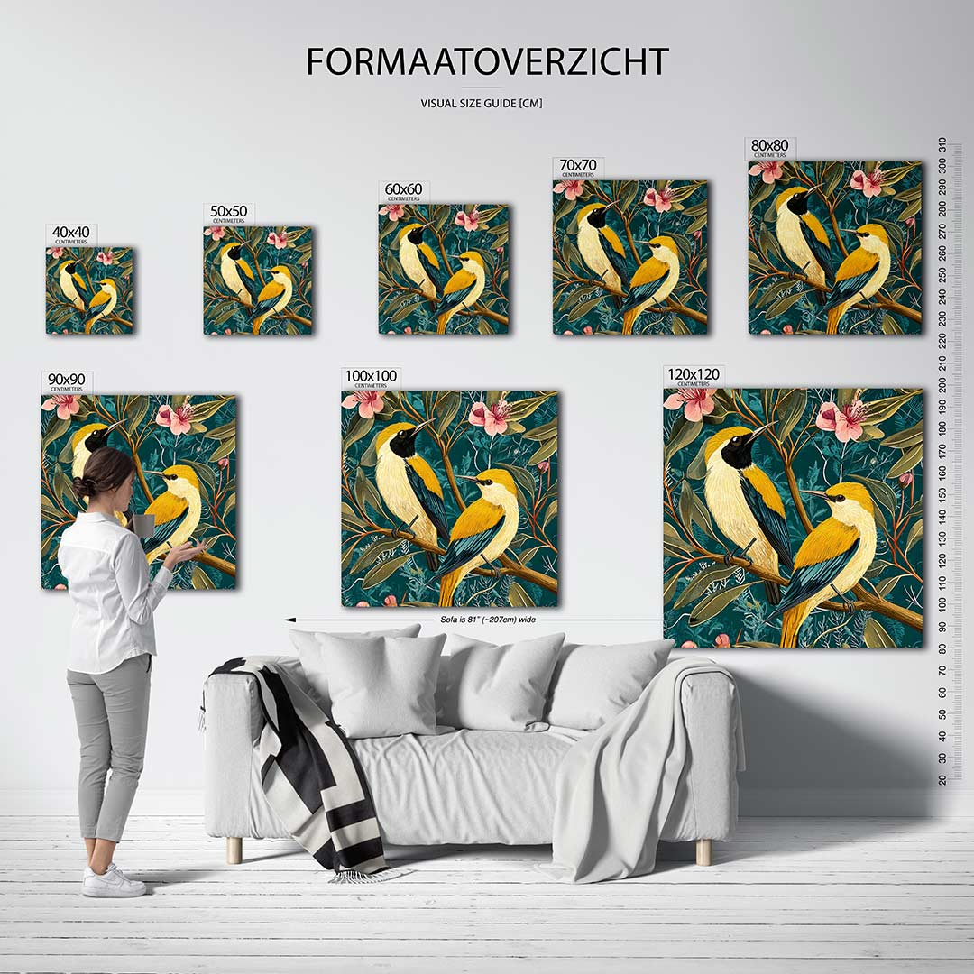 Vogels en bloemen Kunstwerk