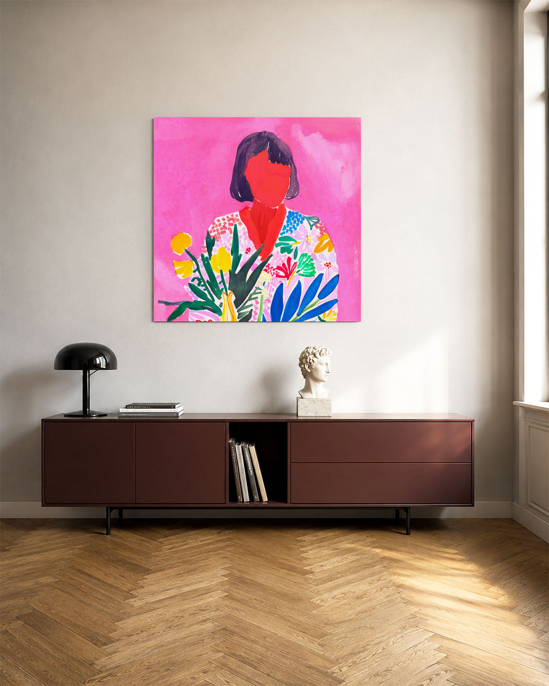 Vrolijke bloemenportret Kunstwerk