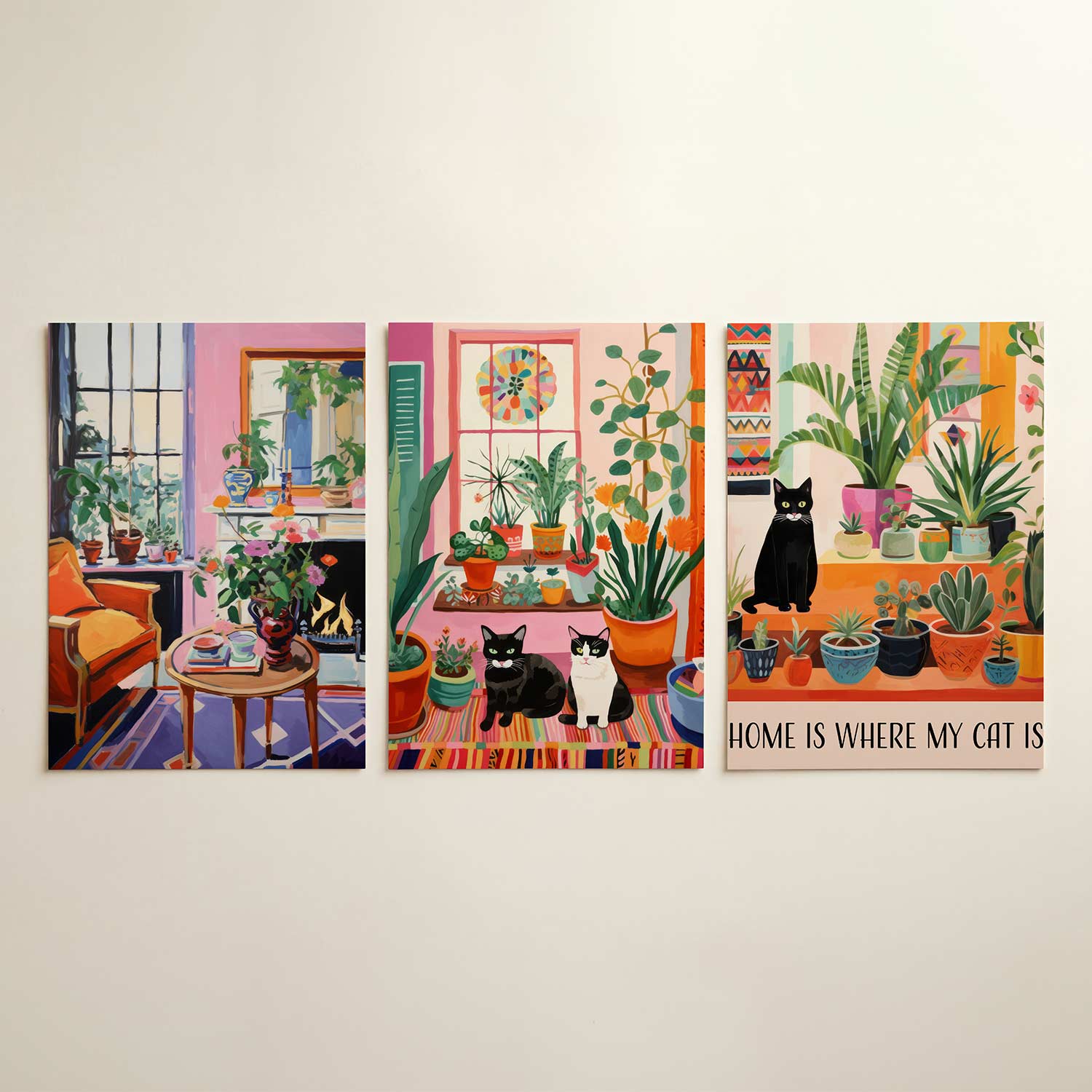 Kleurrijke interieurhoek Posterset