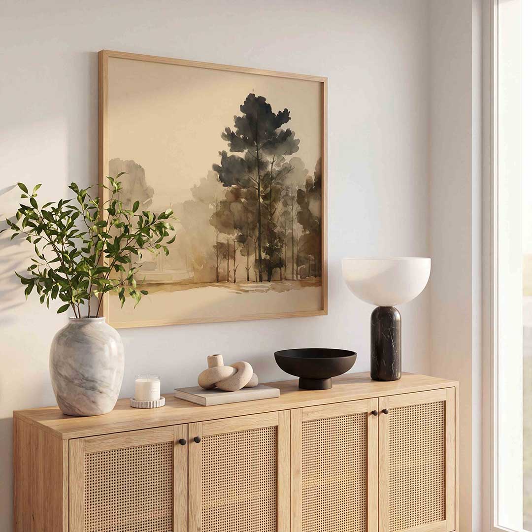 Bomen in mist Poster