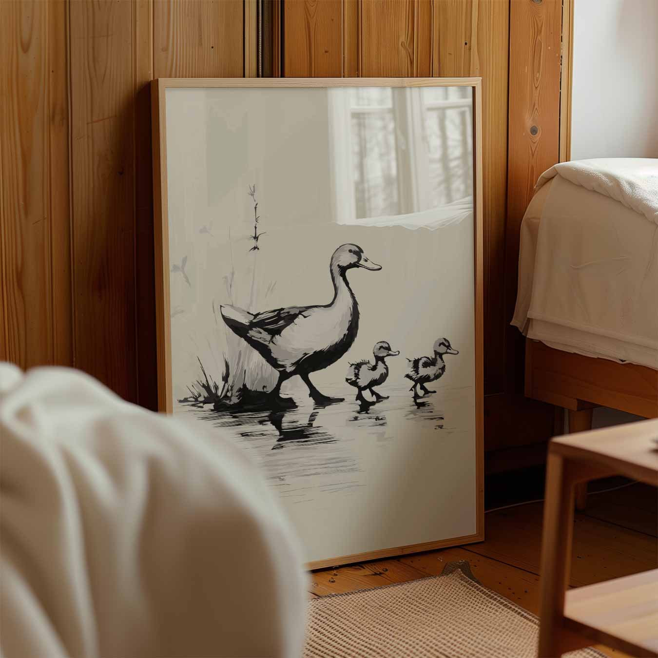 Eend met Kuikens Poster-WallArtistic