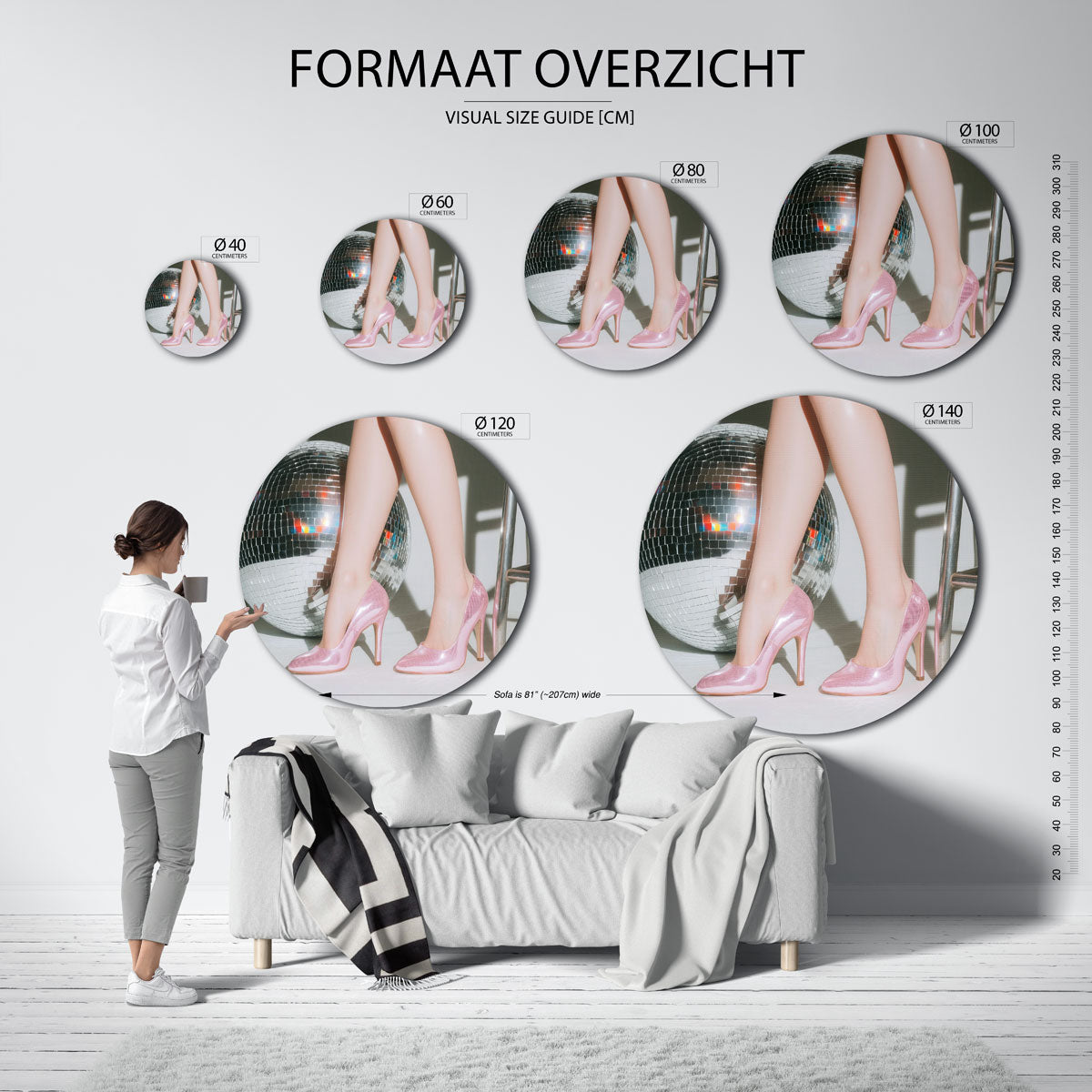 Roze schoenen en discobal Muurcirkel