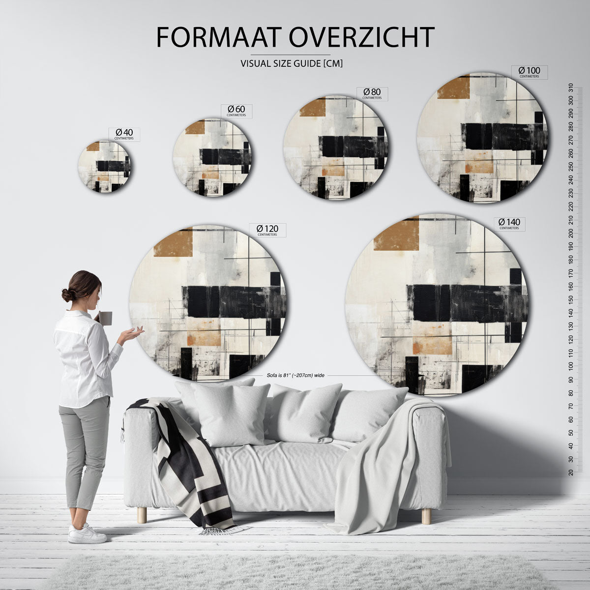 Abstracte vormen Muurcirkel