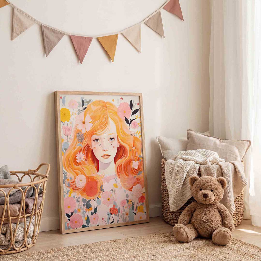 Meisje met bloemen Poster