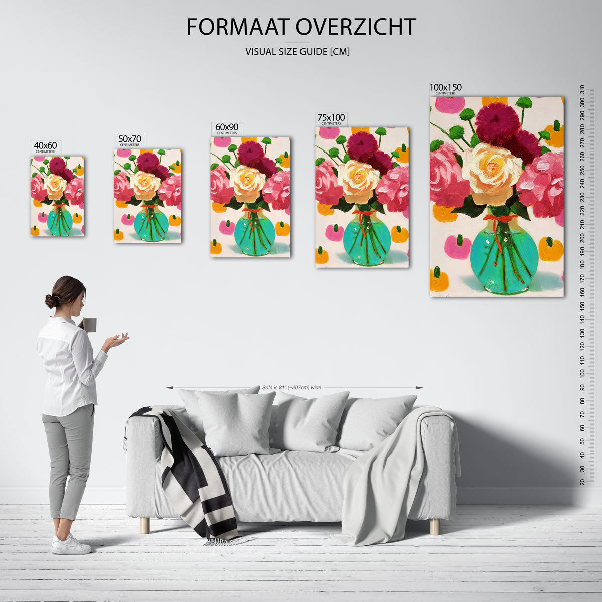 Bloemrijke kleurenexplosie Kunstwerk